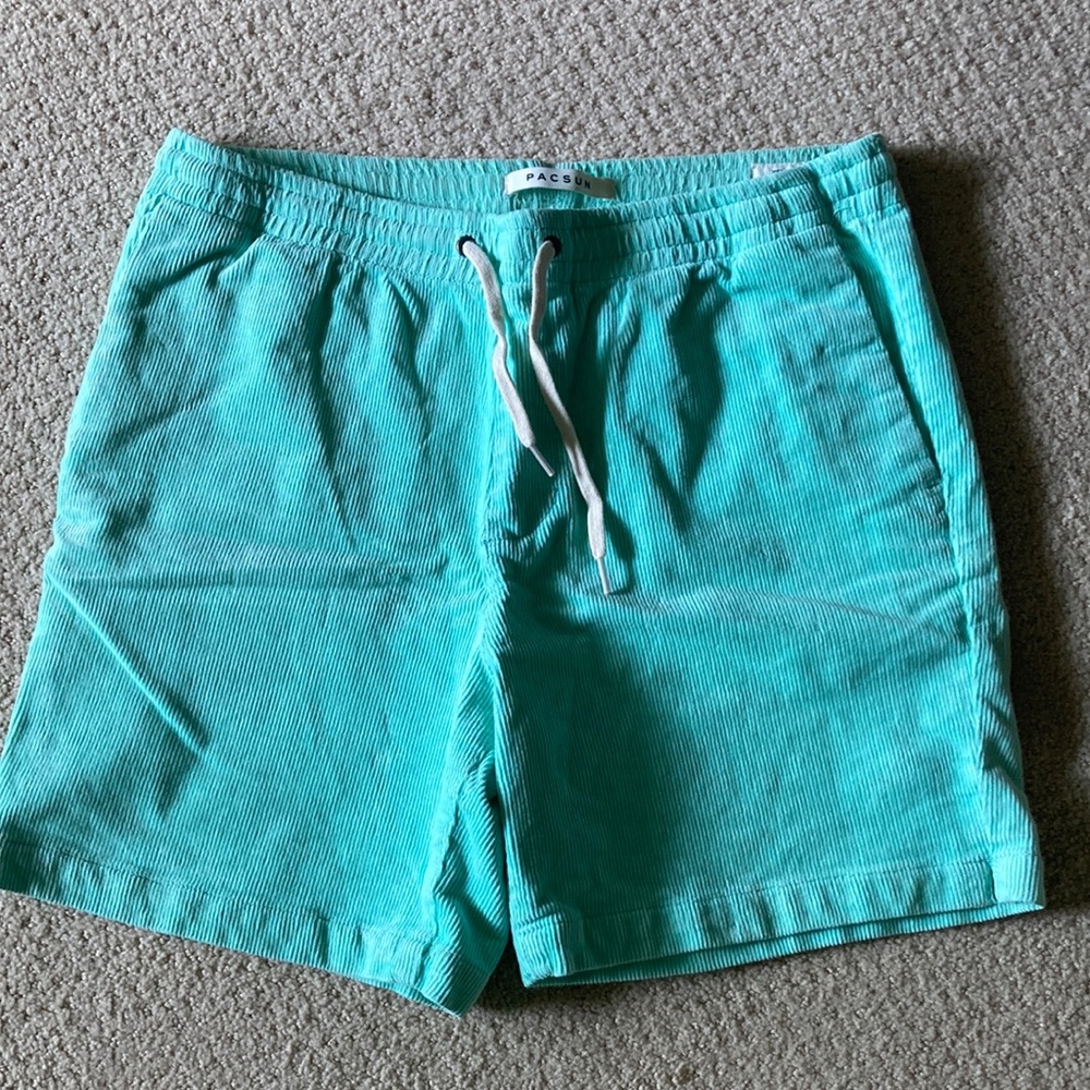 PACSUN Turquoise Corduroy Drawstring Men’s Shorts